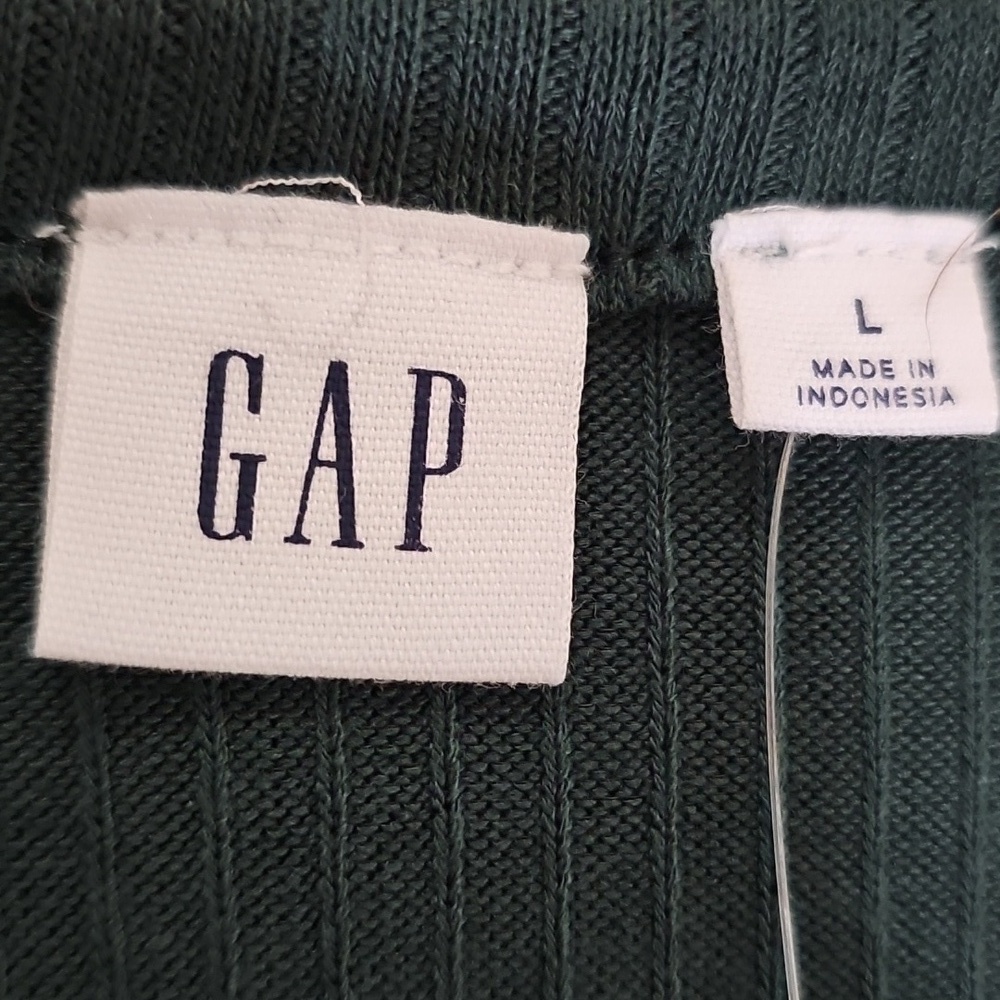 Gap Button Down Long Sleeve Soft Ribbed Stretch Green Cardigan Sweater Size L - Picture 4 of 7